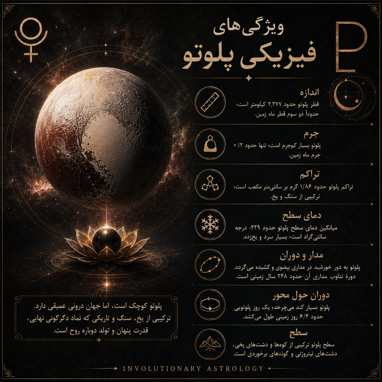 ویژگی‌های فیزیکی پلوتو؛ اندازه، جرم، دمای سطح، مدار، چرخش و ساختار سطح پلوتو